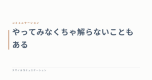 やってみなくちゃ解らないこともある
